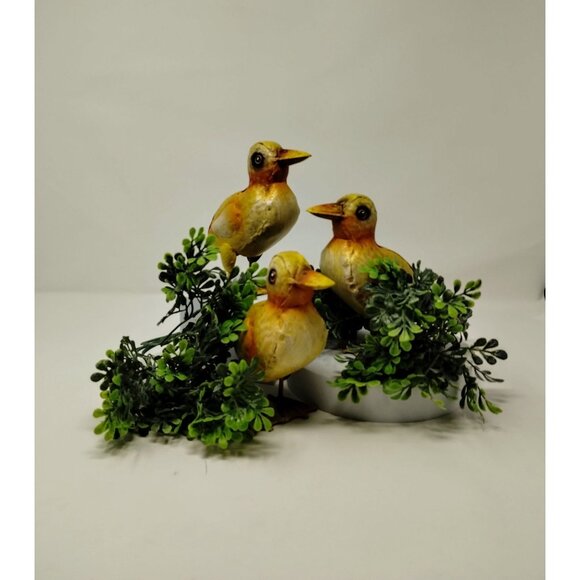 3 Metal Bird Figurines 5 1/2 " Tall Rare Handmade Painted Not Signed Webbed Feet - Picture 1 of 16